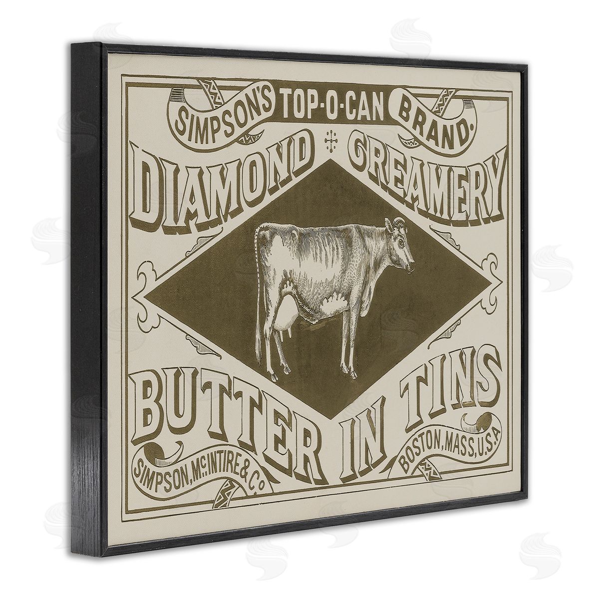 Stupell Studio Vintage Creamery Advertisement Black Framed Giclee Wall Art Print