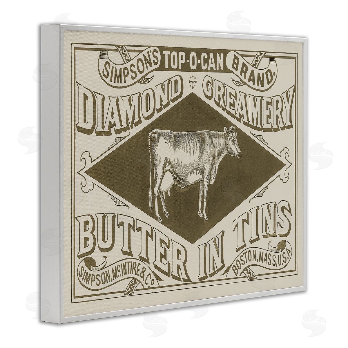 Stupell Studio Vintage Creamery Advertisement White Framed Giclee Wall Art Print