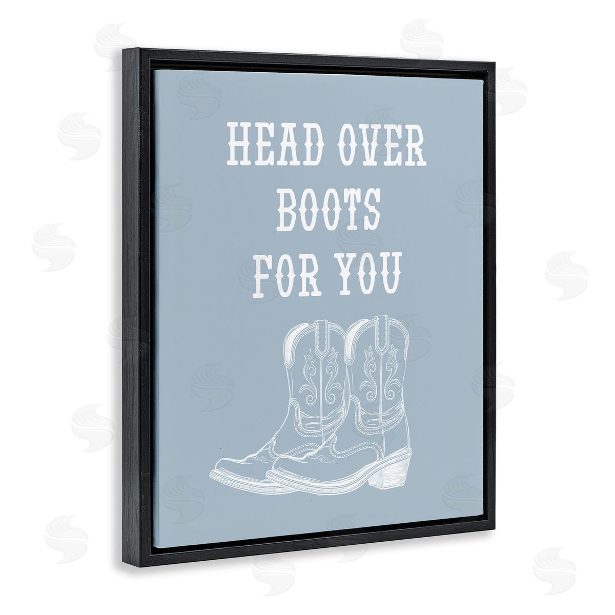 Stupell Studio Head Over Boots For You Black Floating Frame Canvas Wall Art Print