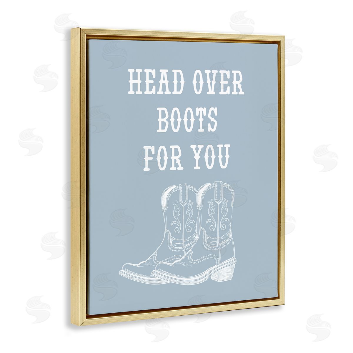 Stupell Studio Head Over Boots For You Gold Floating Frame Canvas Wall Art Print
