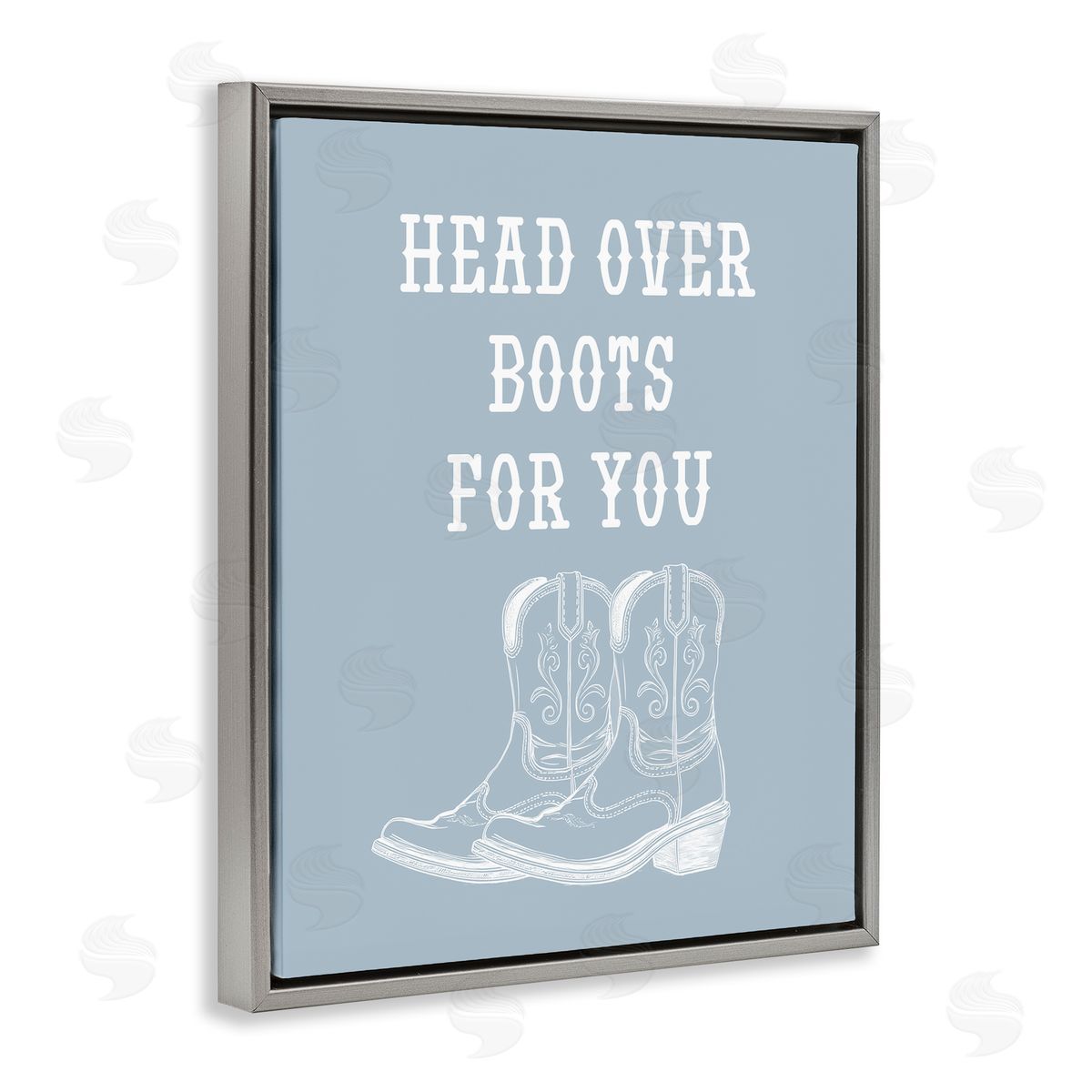 Stupell Studio Head Over Boots For You Gray Floating Frame Canvas Wall Art Print
