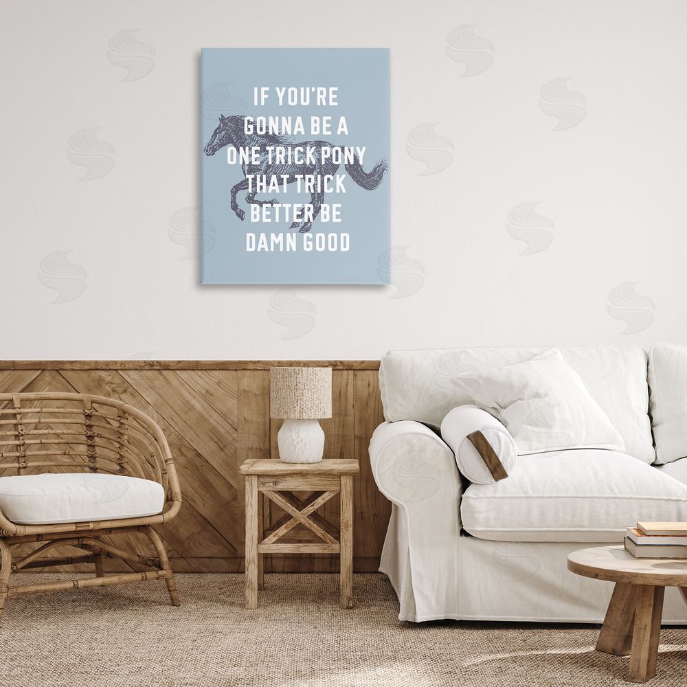 Stupell Studio One Trick Pony Phrase Canvas Wall Art Print in Room