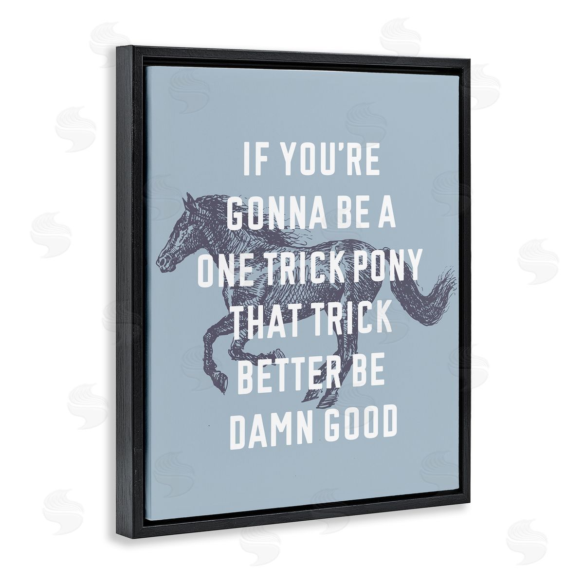 Stupell Studio One Trick Pony Phrase Black Floating Frame Canvas Wall Art Print