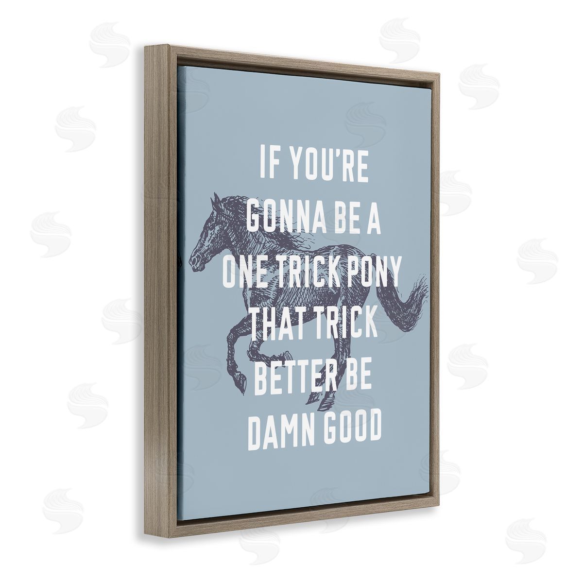 Stupell Studio One Trick Pony Phrase Brown Floating Frame Canvas Wall Art Print