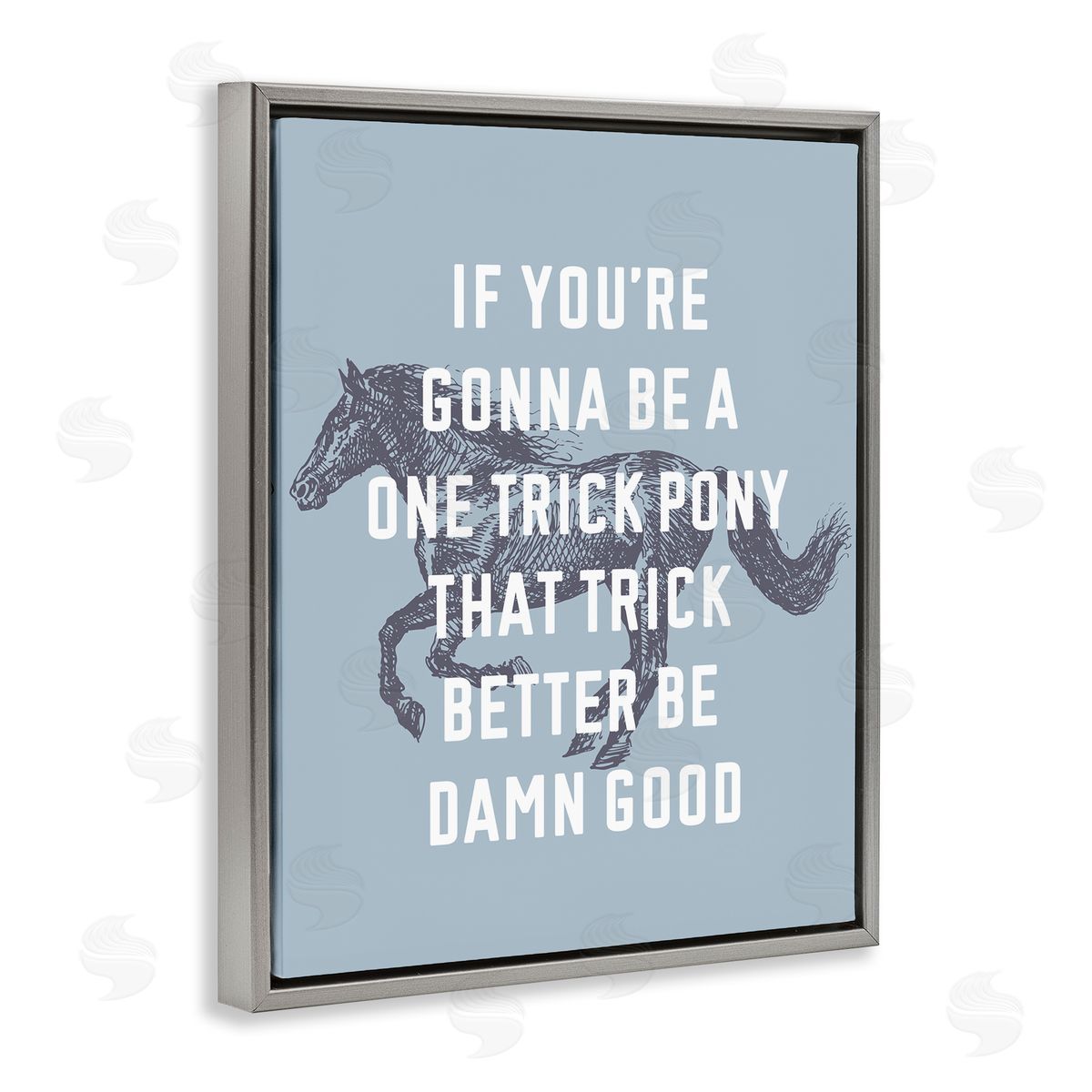 Stupell Studio One Trick Pony Phrase Gray Floating Frame Canvas Wall Art Print