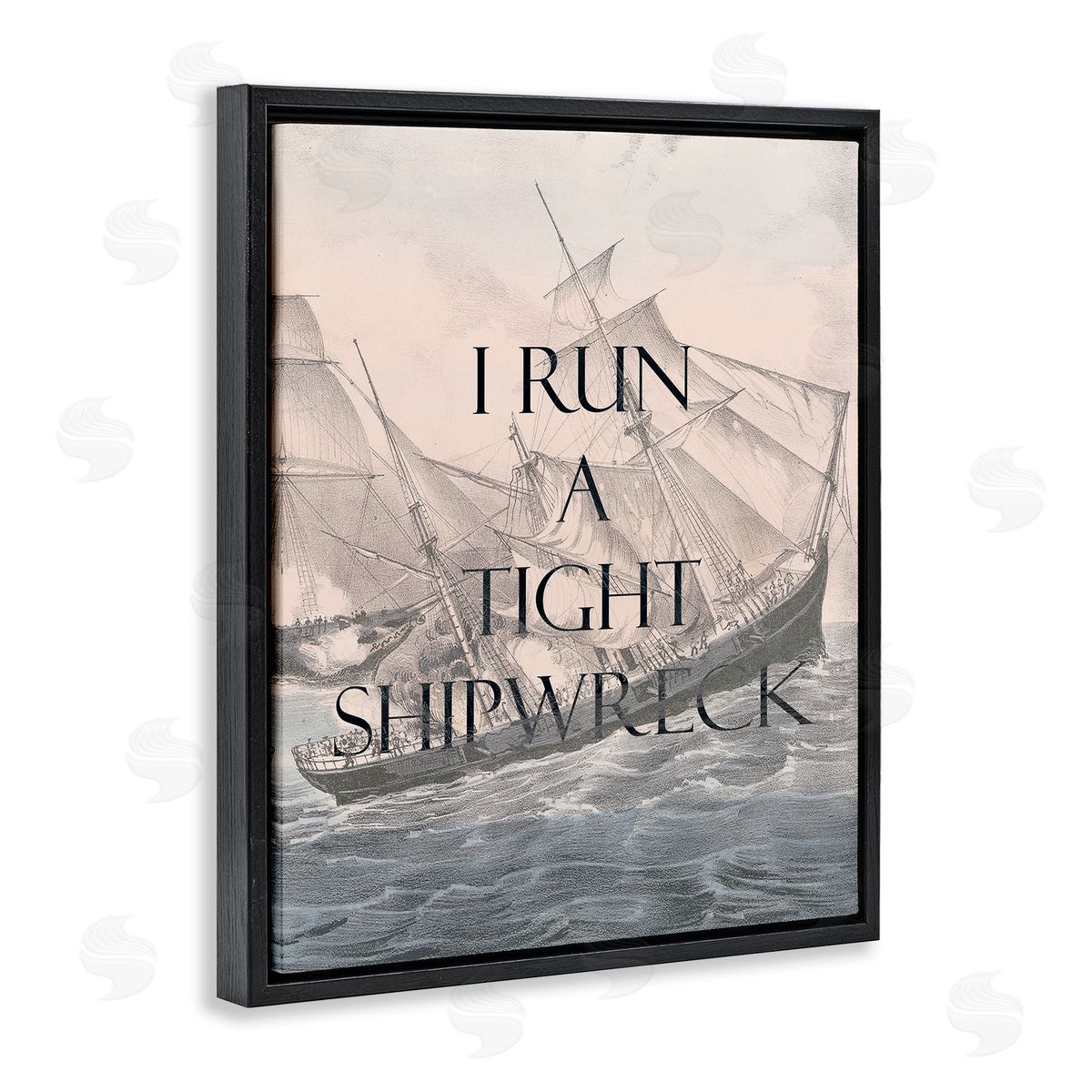 Stupell Studio Run A Tight Shipwreck Black Floating Frame Canvas Wall Art Print