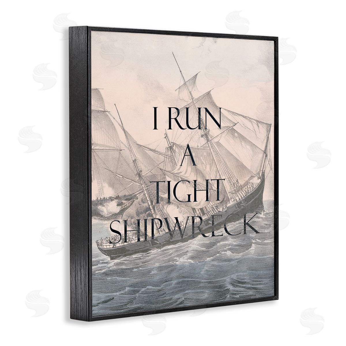 Stupell Studio Run A Tight Shipwreck Black Framed Giclee Wall Art Print