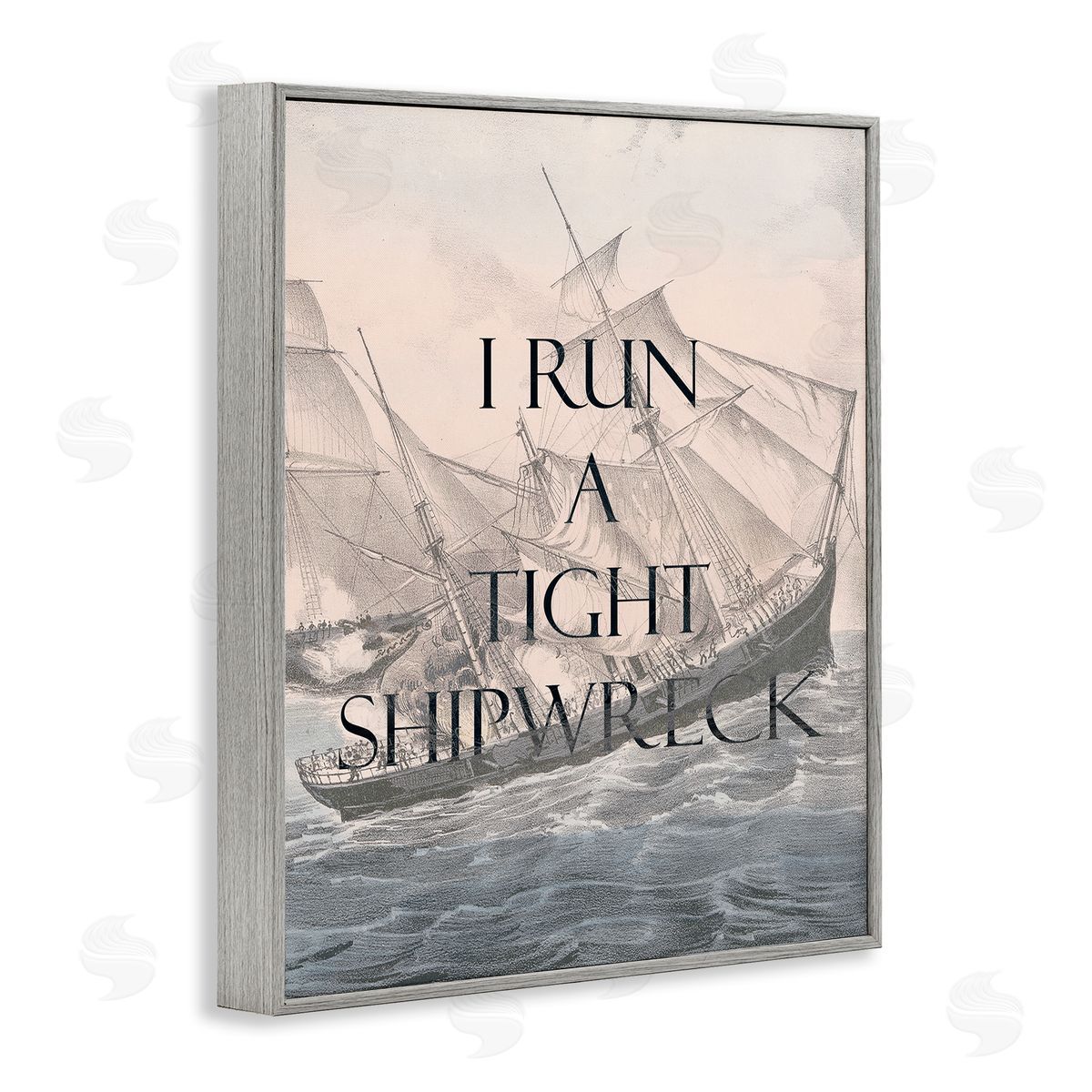 Stupell Studio Run A Tight Shipwreck Gray Framed Giclee Wall Art Print