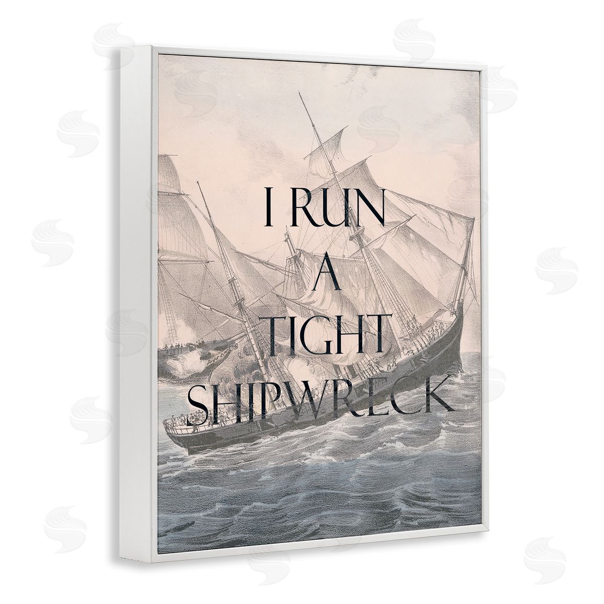 Stupell Studio Run A Tight Shipwreck White Framed Giclee Wall Art Print