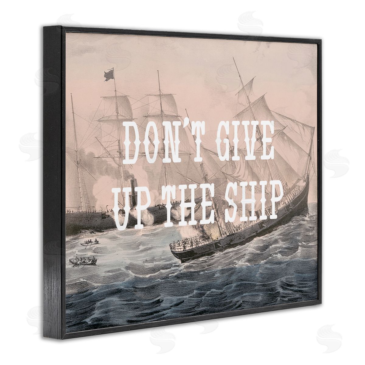 Stupell Studio Don't Give Up Ship Black Framed Giclee Wall Art Print