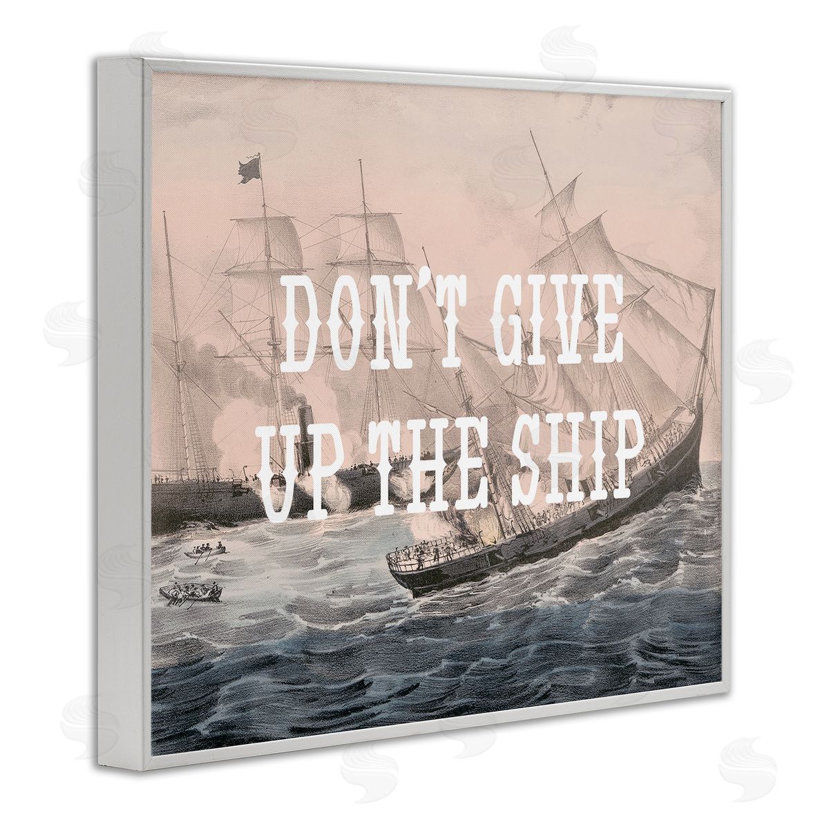 Stupell Studio Don't Give Up Ship White Framed Giclee Wall Art Print