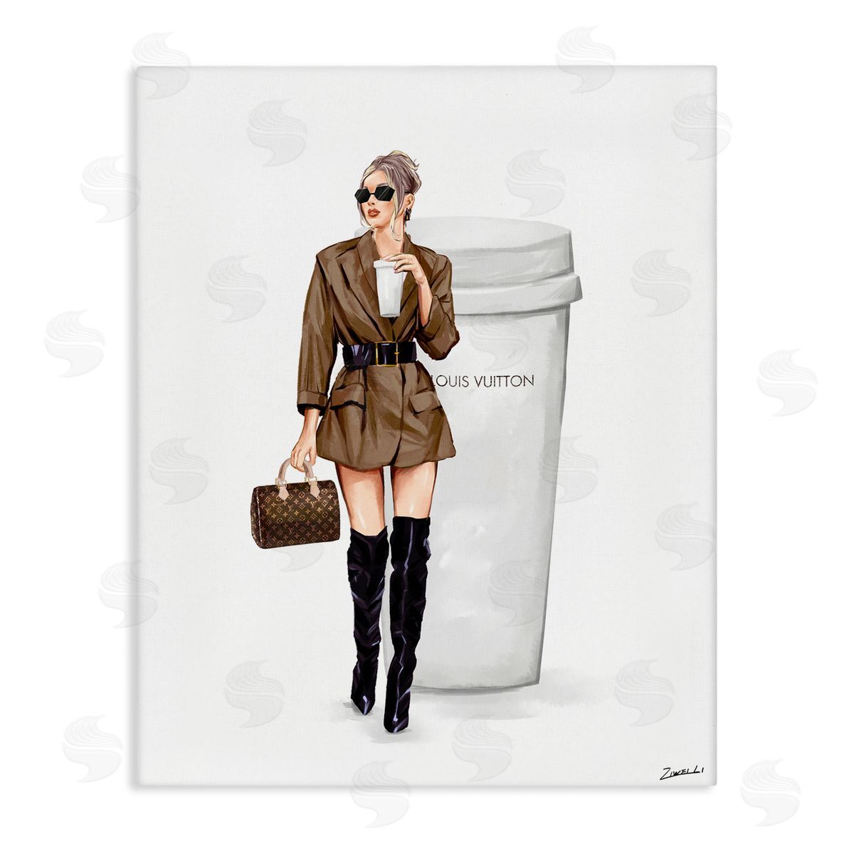 Ziwei Li Chic Fashion & Coffee Cup Canvas Wall Art Print