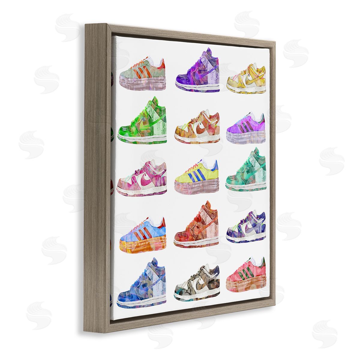 Ziwei Li Modern Sneakers Array Brown Floating Frame Canvas Wall Art Print