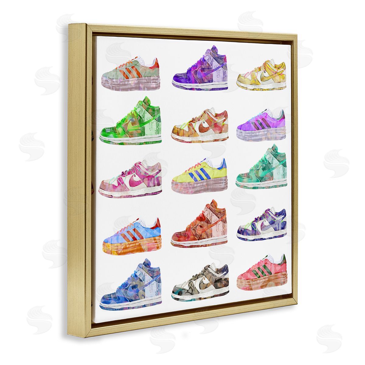 Ziwei Li Modern Sneakers Array Gold Floating Frame Canvas Wall Art Print