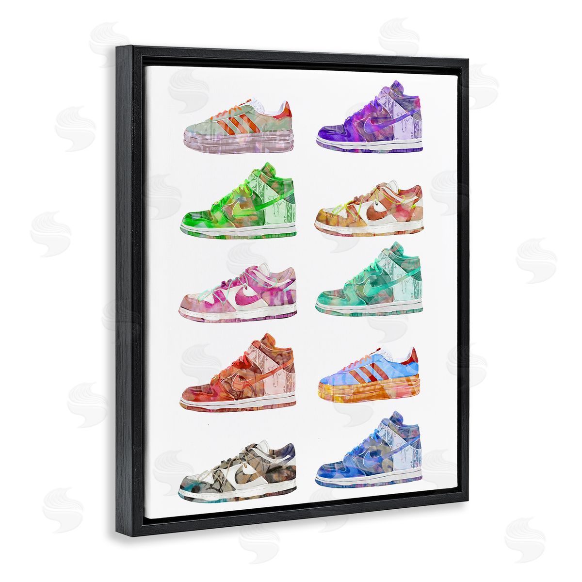 Ziwei Li Rows of Chic Sneakers Black Floating Frame Canvas Wall Art Print