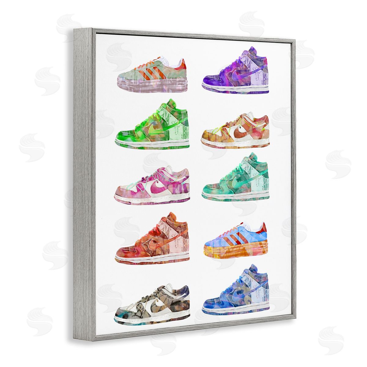 Ziwei Li Rows of Chic Sneakers Gray Framed Giclee Wall Art Print