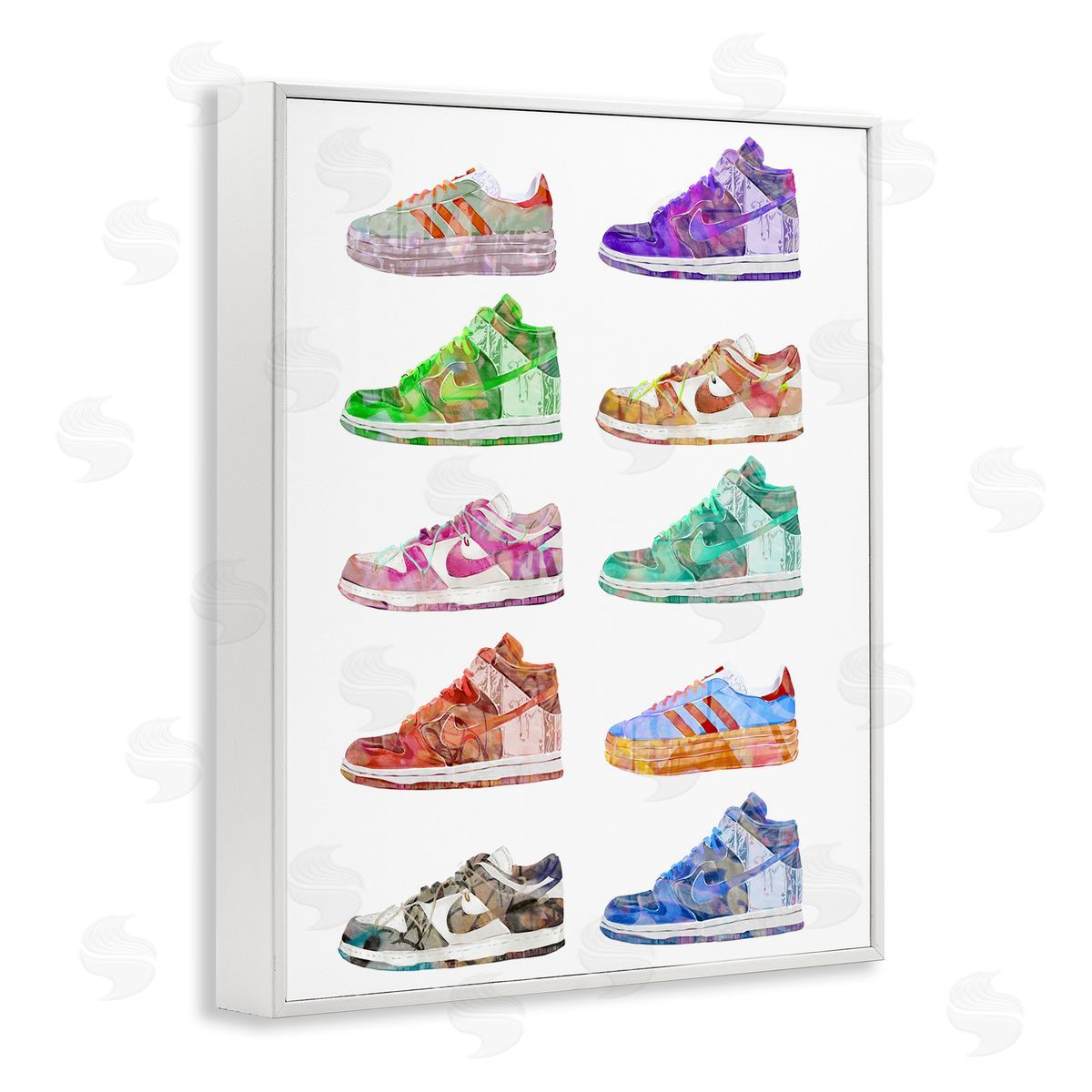 Ziwei Li Rows of Chic Sneakers White Framed Giclee Wall Art Print