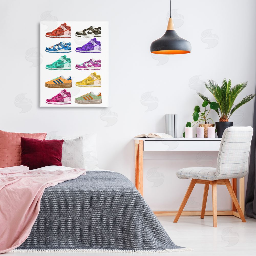 Ziwei Li Fashion Sneakers Assortment Canvas Wall Art Print in Room