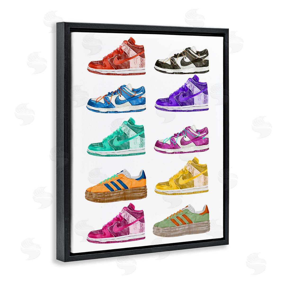 Ziwei Li Fashion Sneakers Assortment Black Floating Frame Canvas Wall Art Print