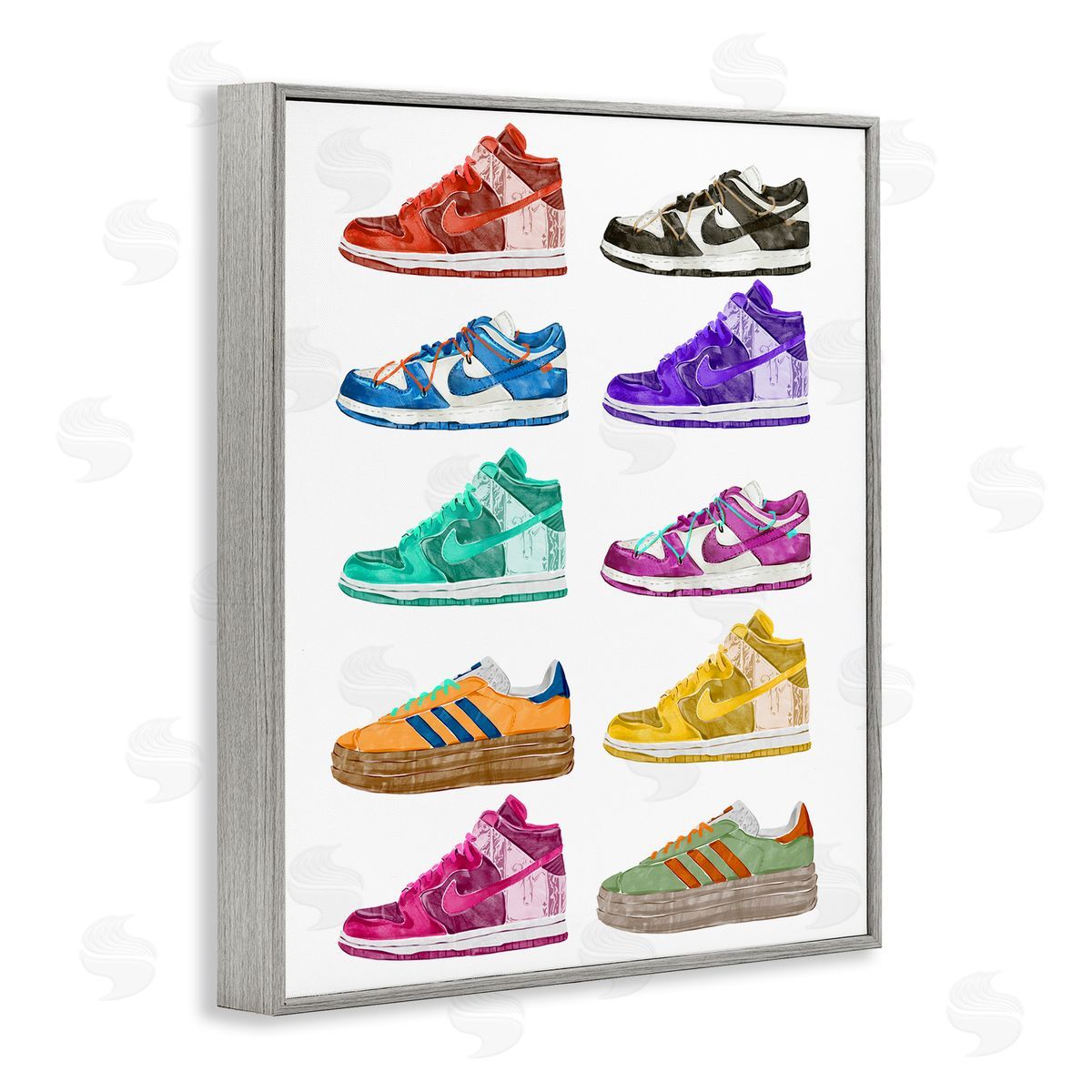 Ziwei Li Fashion Sneakers Assortment Gray Framed Giclee Wall Art Print