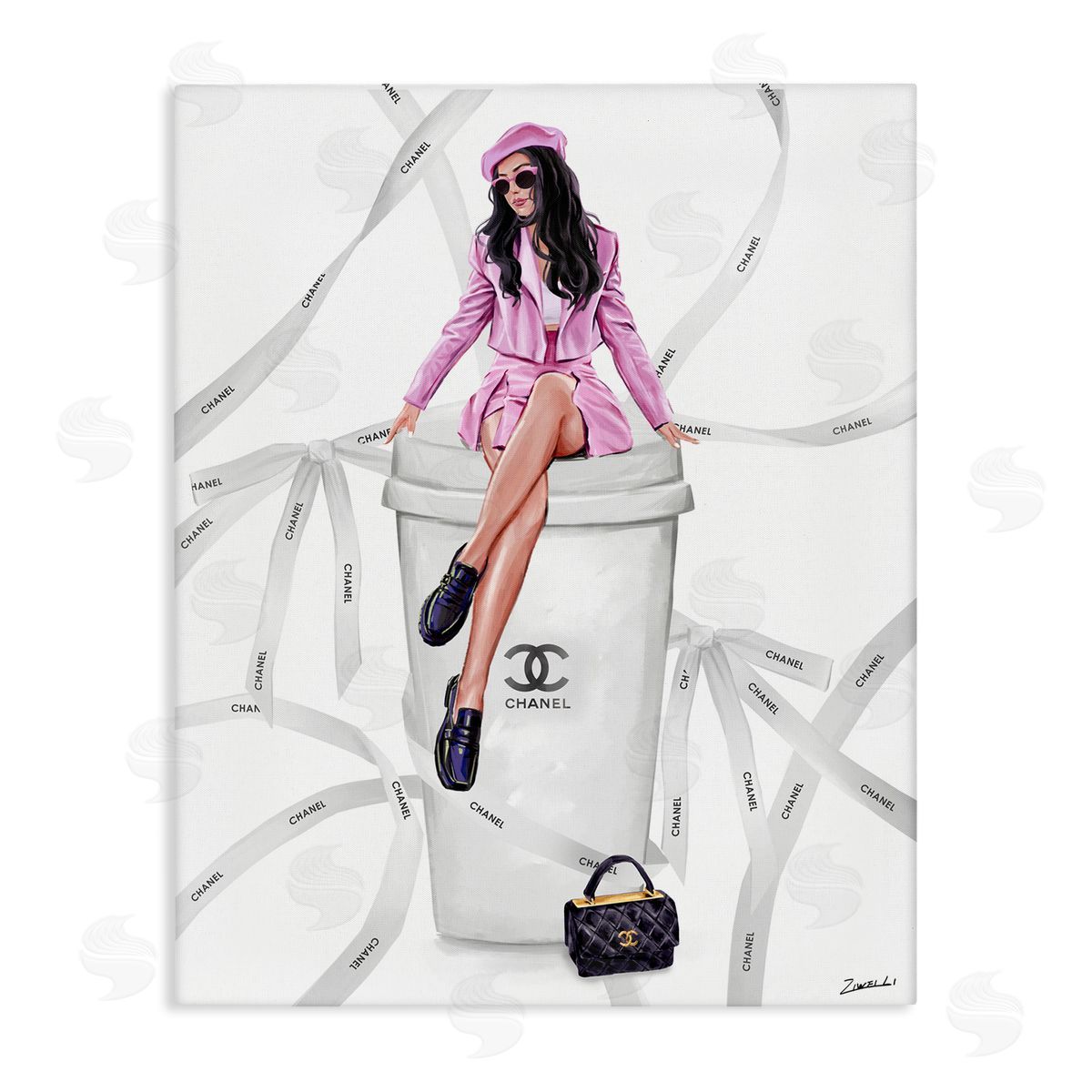 Ziwei Li Elegant Woman on Coffee Cup Canvas Wall Art Print