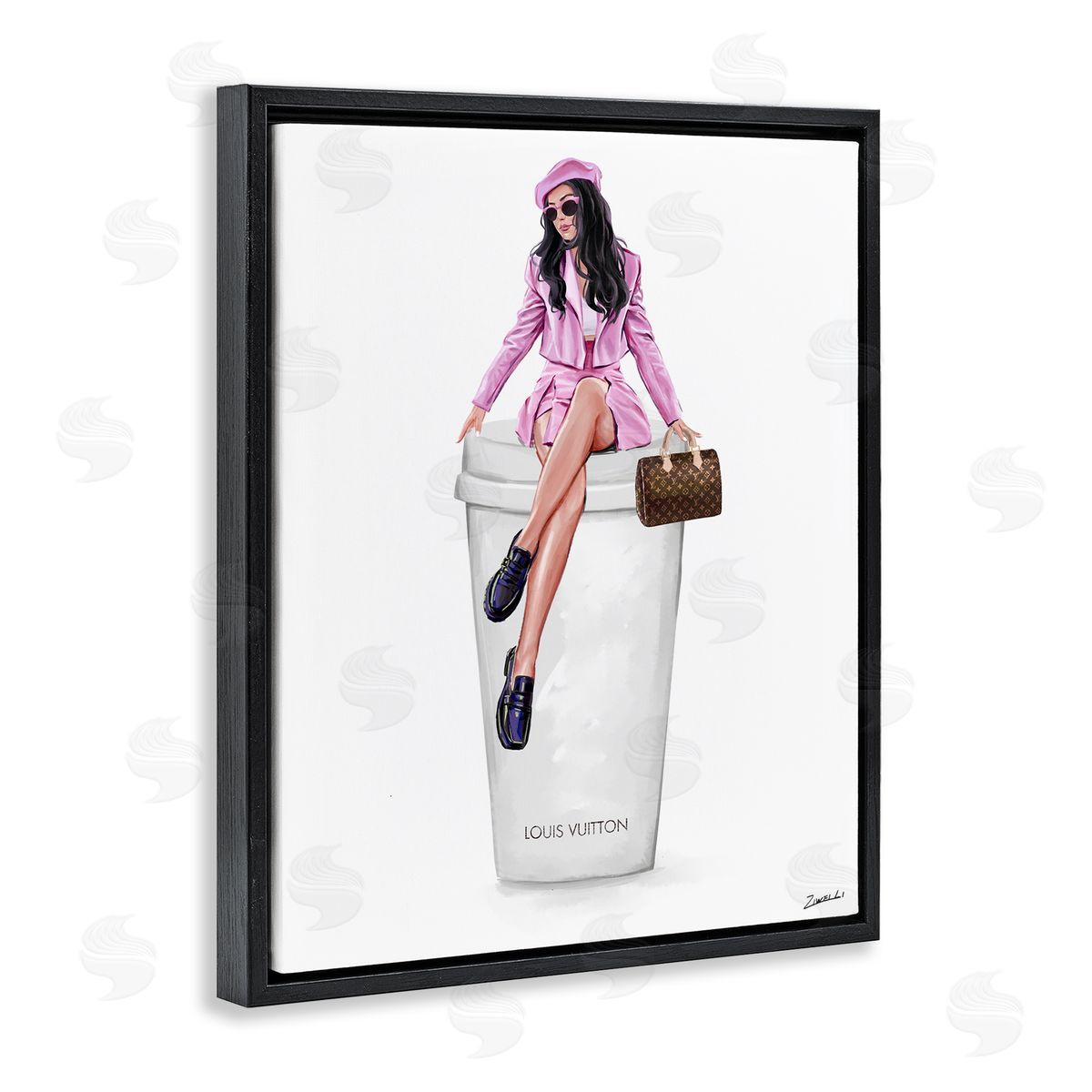 Ziwei Li Sassy Chic Fashionista Black Floating Frame Canvas Wall Art Print