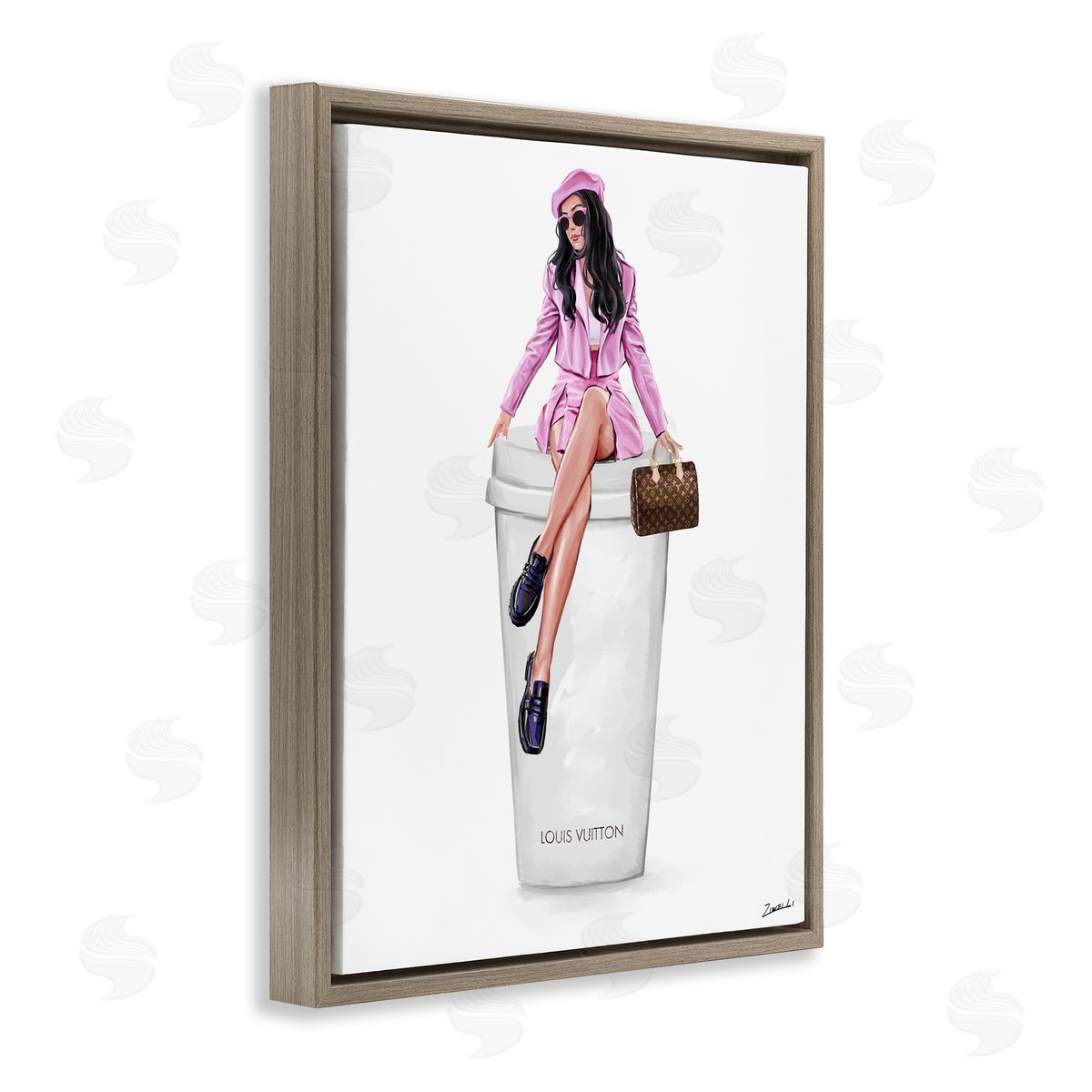 Ziwei Li Sassy Chic Fashionista Brown Floating Frame Canvas Wall Art Print