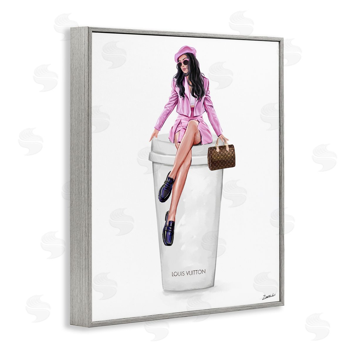 Ziwei Li Sassy Chic Fashionista Gray Framed Giclee Wall Art Print