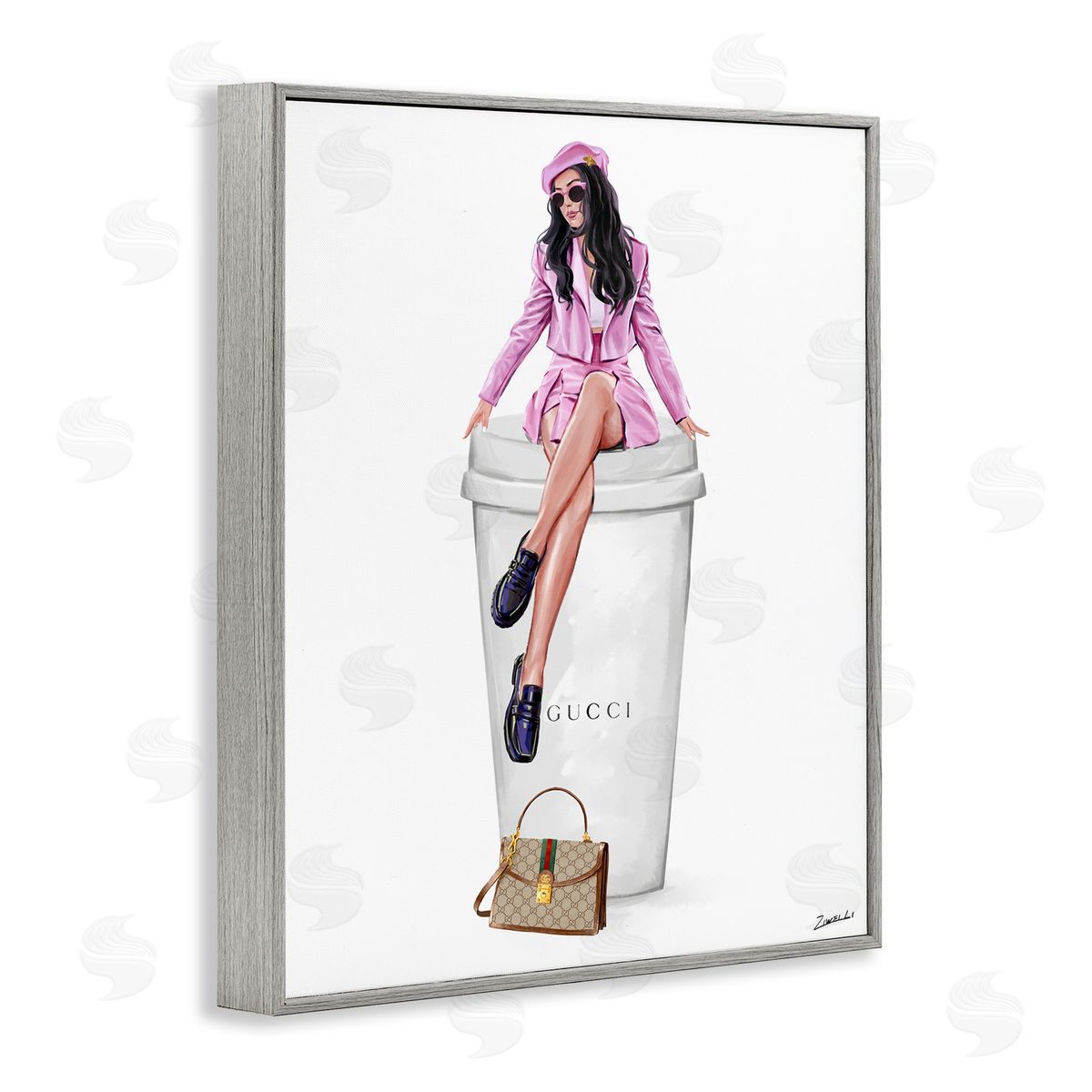 Ziwei Li Brunch Coffee Fashionista Gray Framed Giclee Wall Art Print