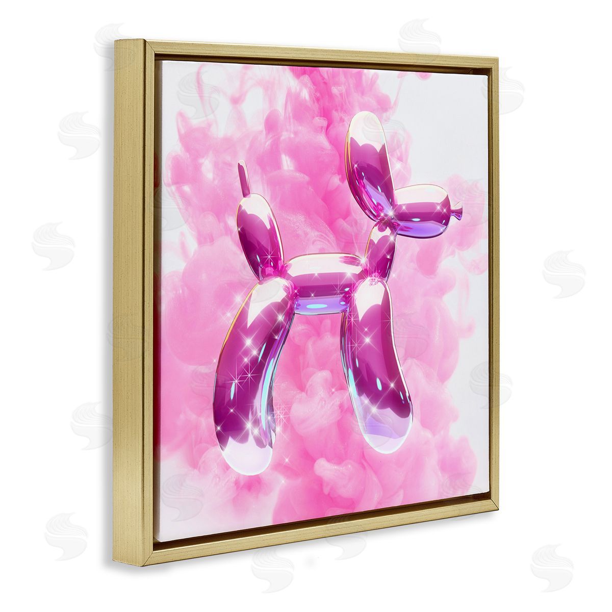 Ziwei Li Sparkle Balloon Dog Gold Floating Frame Canvas Wall Art Print
