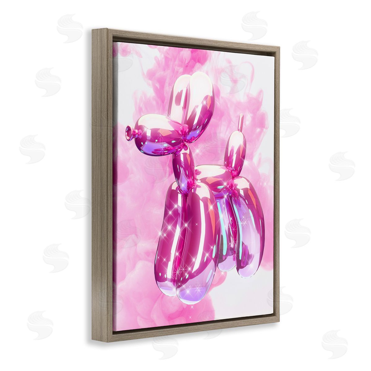 Ziwei Li Balloon Dog with Sparkle Brown Floating Frame Canvas Wall Art Print