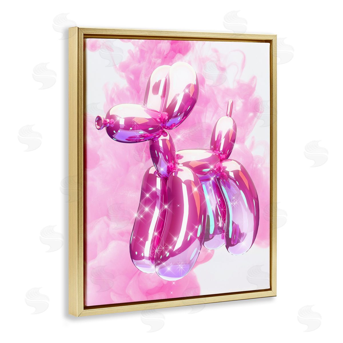 Ziwei Li Balloon Dog with Sparkle Gold Floating Frame Canvas Wall Art Print