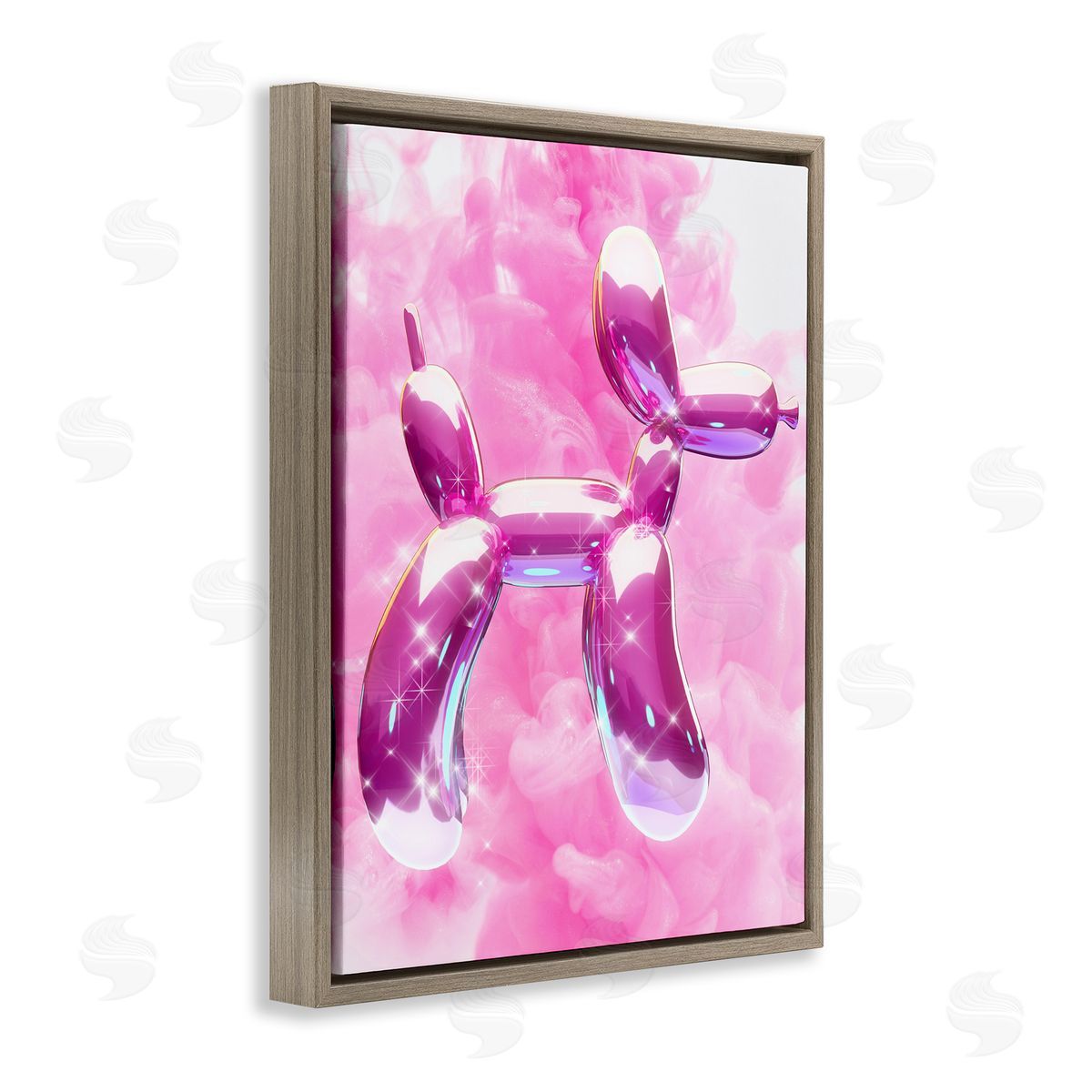 Ziwei Li Glitzy Balloon Dog Brown Floating Frame Canvas Wall Art Print