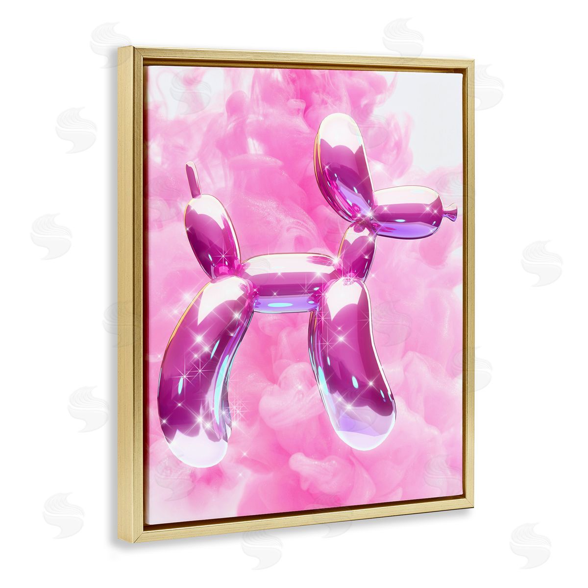 Ziwei Li Glitzy Balloon Dog Gold Floating Frame Canvas Wall Art Print