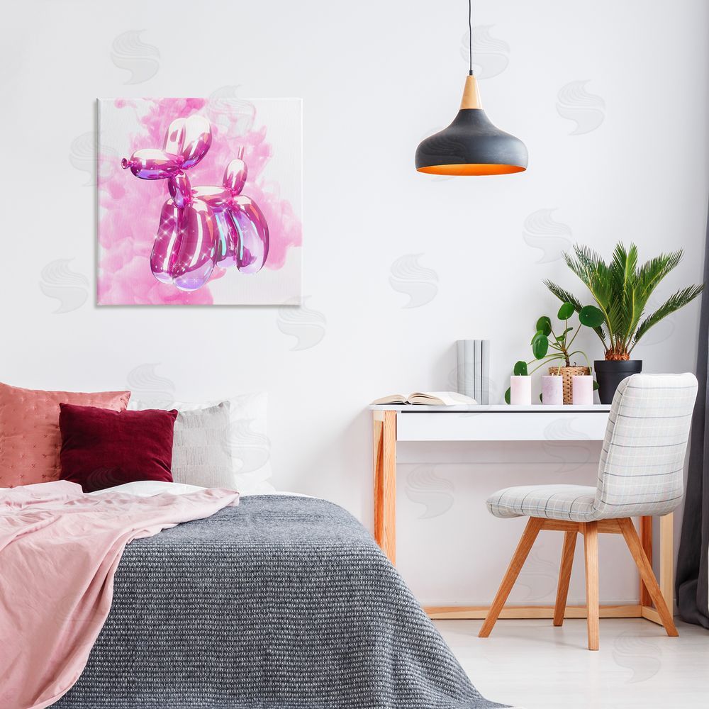 Ziwei Li Pink Glam Balloon Dog Canvas Wall Art Print in Room