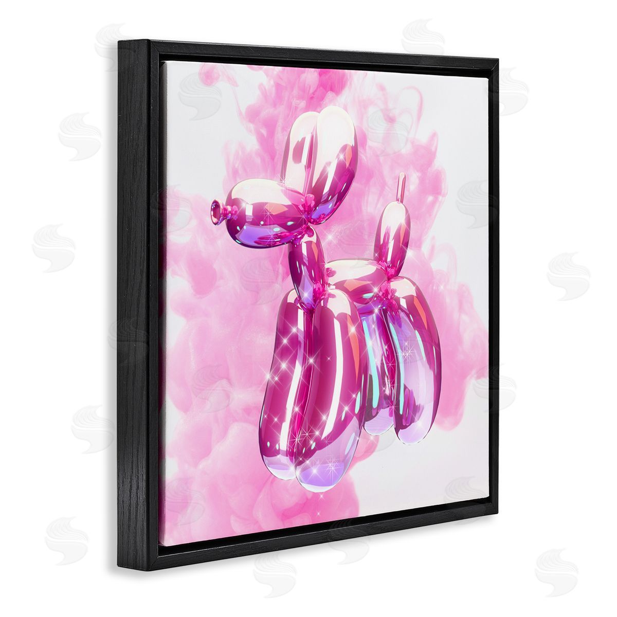 Ziwei Li Pink Glam Balloon Dog Black Floating Frame Canvas Wall Art Print