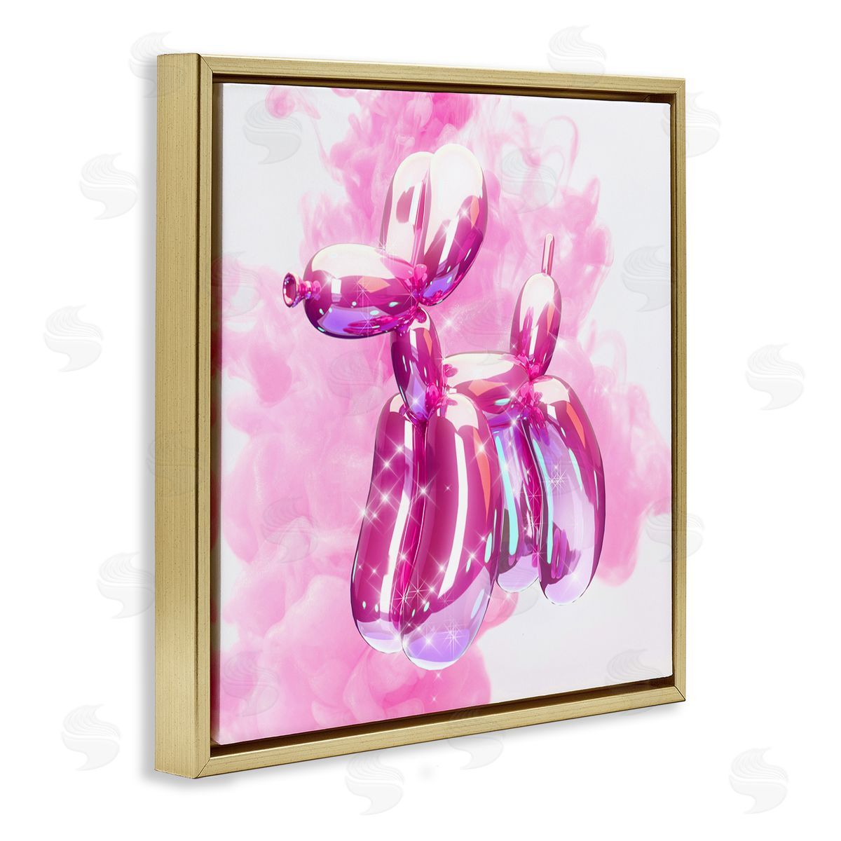 Ziwei Li Pink Glam Balloon Dog Gold Floating Frame Canvas Wall Art Print