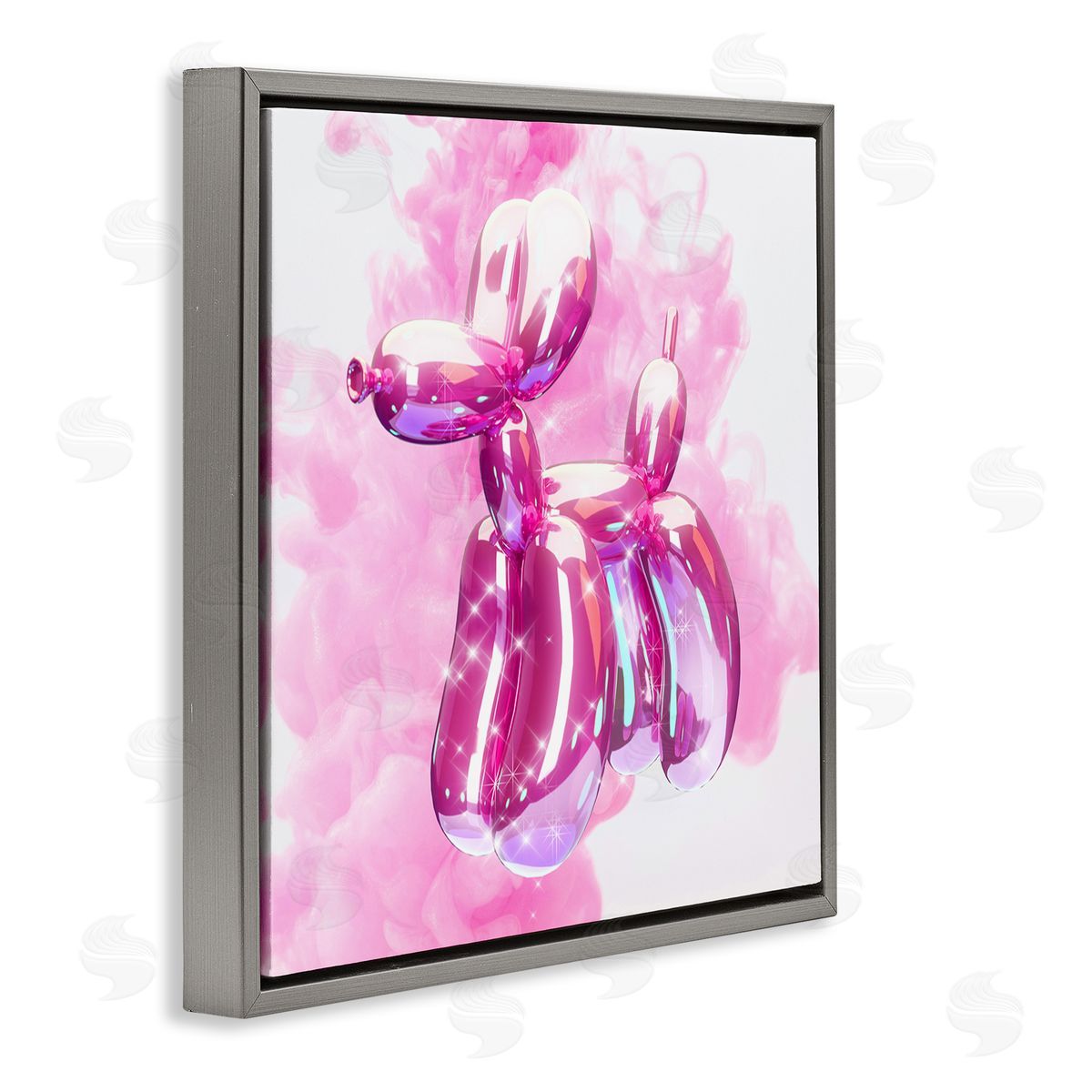 Ziwei Li Pink Glam Balloon Dog Gray Floating Frame Canvas Wall Art Print