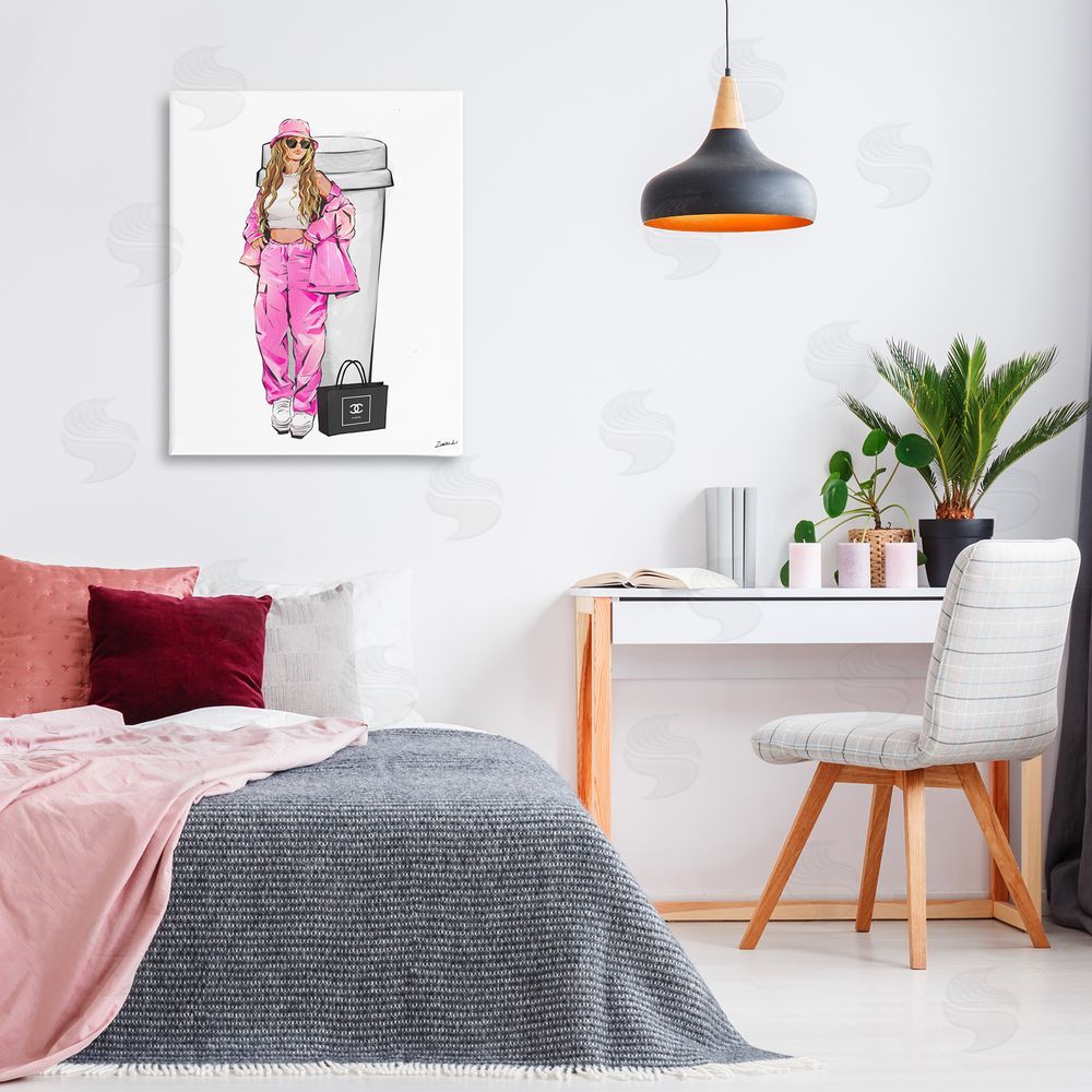 Ziwei Li Coffee Cup Fashionista Canvas Wall Art Print in Room