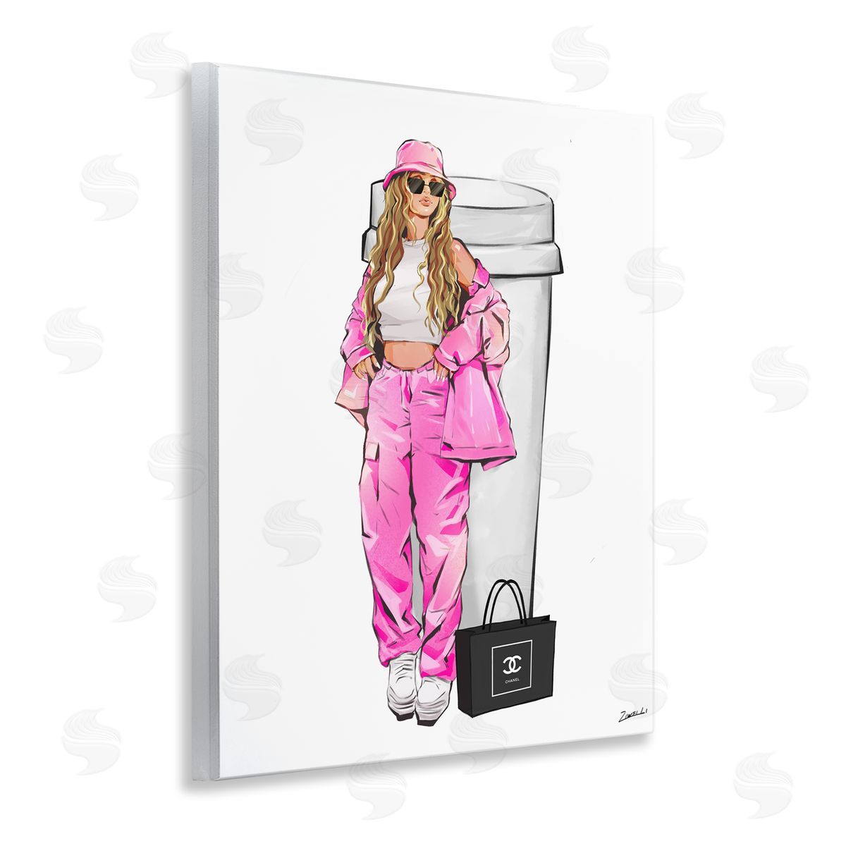 Ziwei Li Coffee Cup Fashionista Wooden Wall Plaque Art Print
