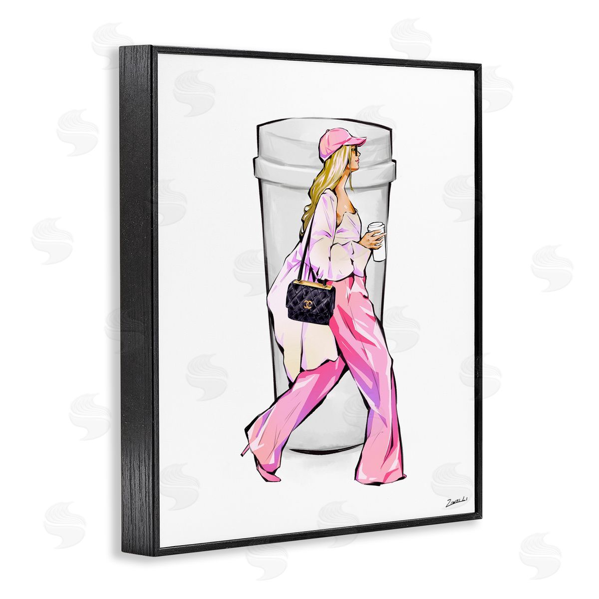 Ziwei Li Morning Coffee Fashionista Black Framed Giclee Wall Art Print