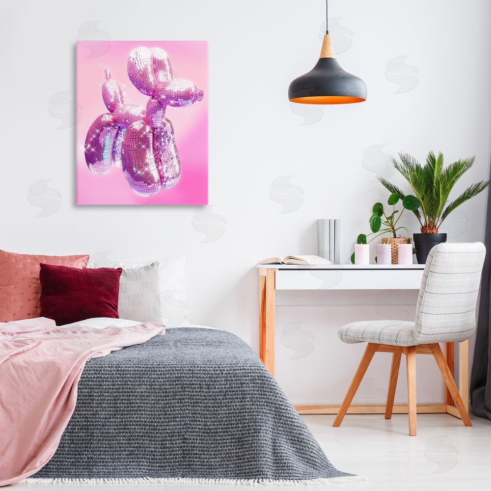 Ziwei Li Disco Pattern Balloon Dog Canvas Wall Art Print in Room
