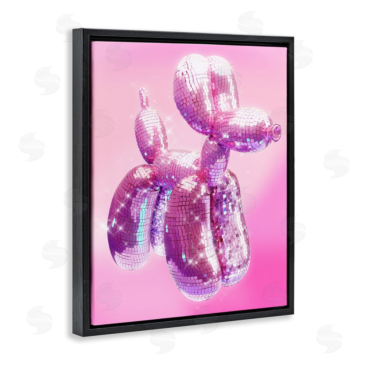 Ziwei Li Disco Pattern Balloon Dog Black Floating Frame Canvas Wall Art Print