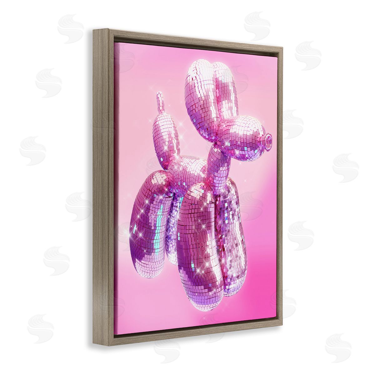 Ziwei Li Disco Pattern Balloon Dog Brown Floating Frame Canvas Wall Art Print