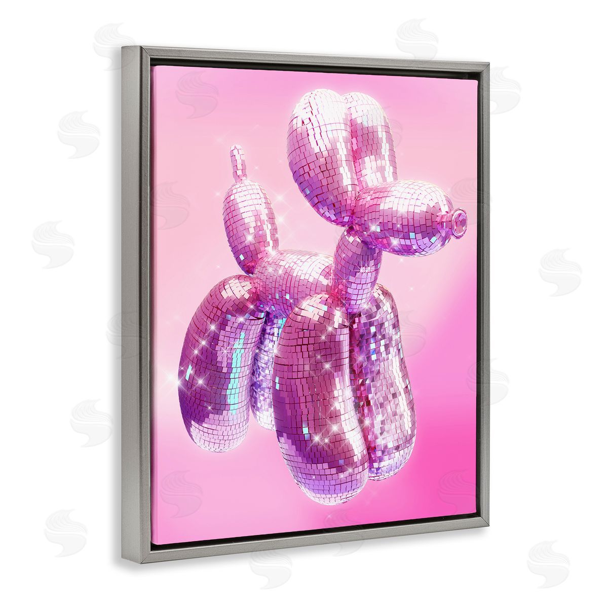 Ziwei Li Disco Pattern Balloon Dog Gray Floating Frame Canvas Wall Art Print