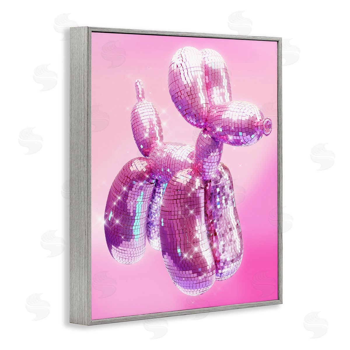 Ziwei Li Disco Pattern Balloon Dog Gray Framed Giclee Wall Art Print