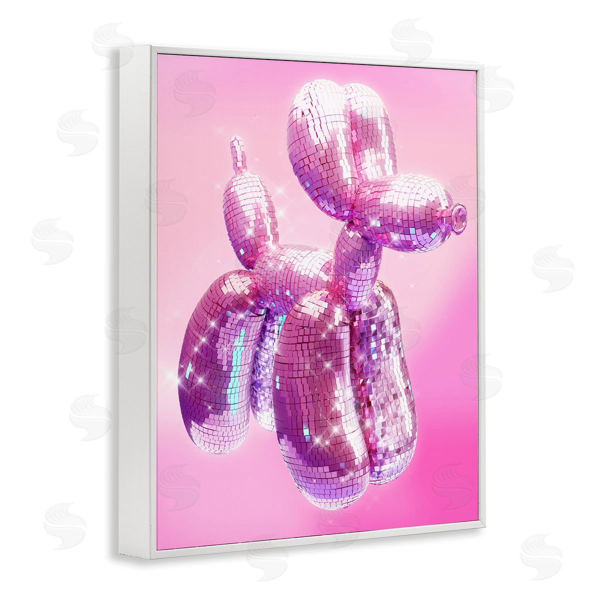 Ziwei Li Disco Pattern Balloon Dog White Framed Giclee Wall Art Print