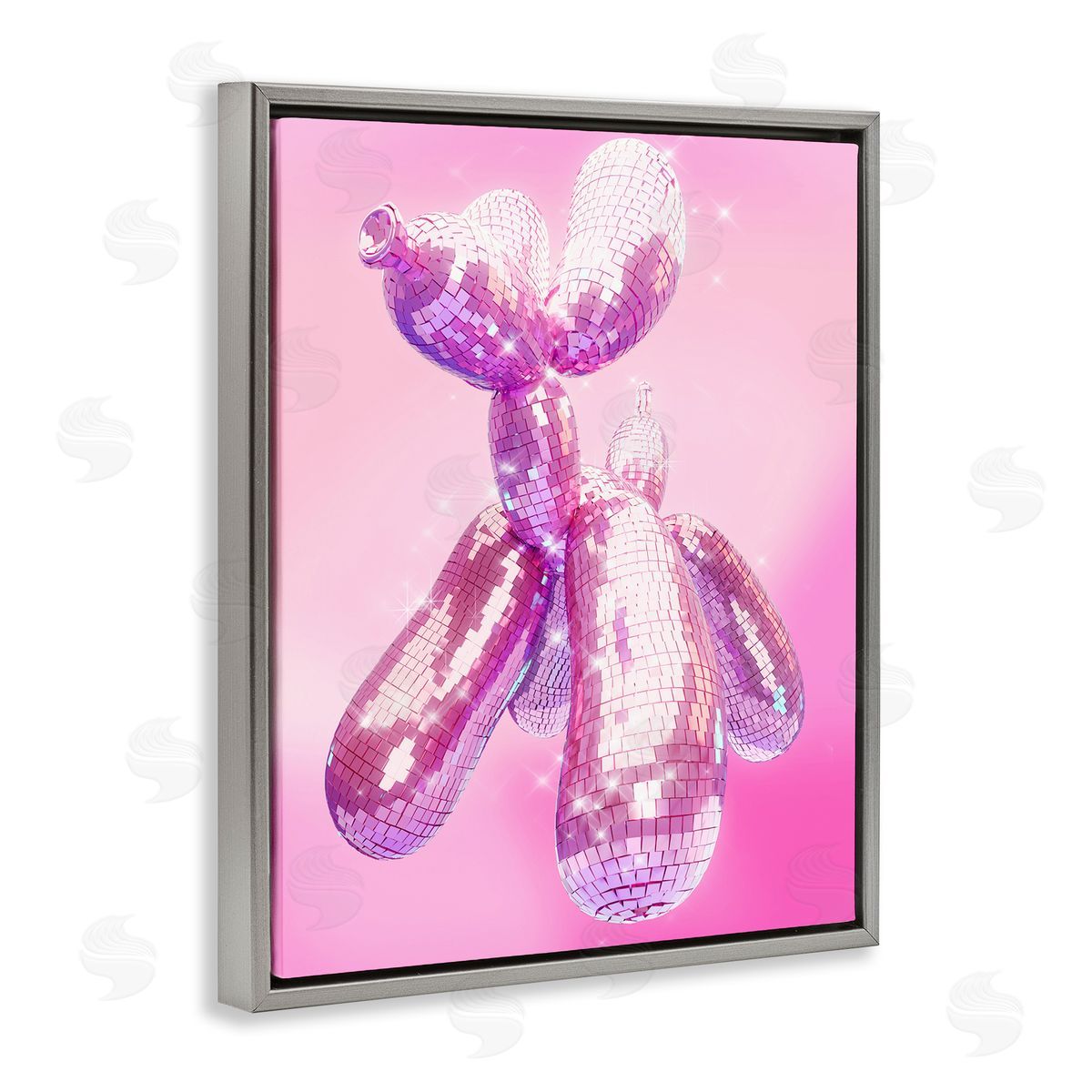 Ziwei Li Balloon Dog Disco Ball Gray Floating Frame Canvas Wall Art Print
