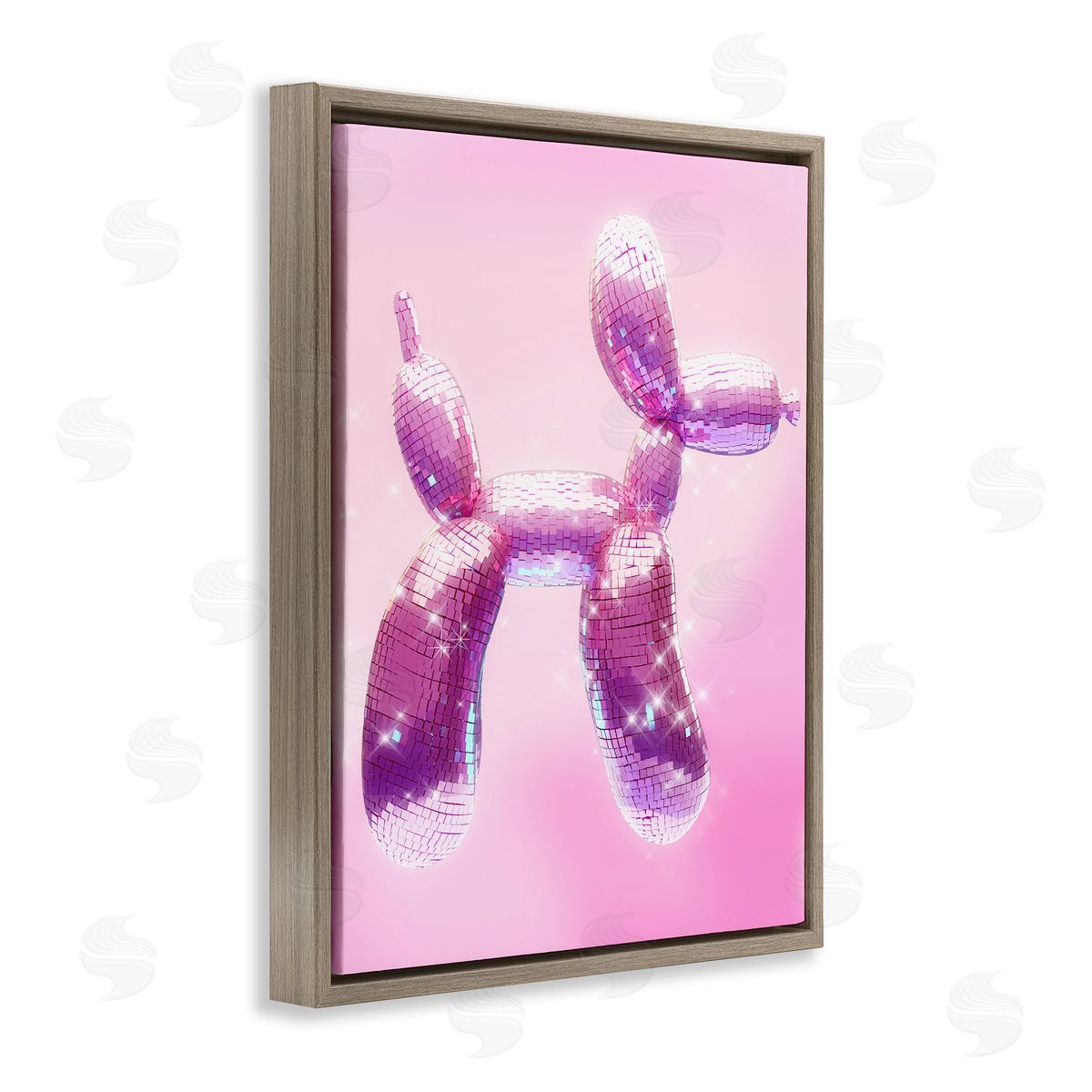 Ziwei Li Fun Disco Balloon Animal Brown Floating Frame Canvas Wall Art Print