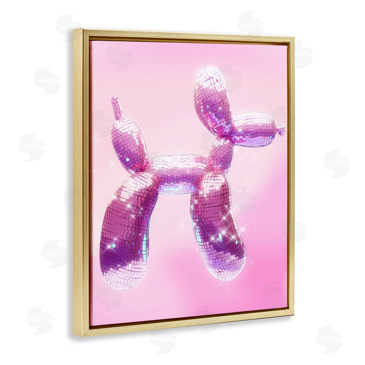 Ziwei Li Fun Disco Balloon Animal Gold Floating Frame Canvas Wall Art Print